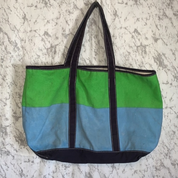Disney Parks Authentic Original Mickey Mouse Large Canvas Tote Bag Blue & Green - Picture 2 of 13